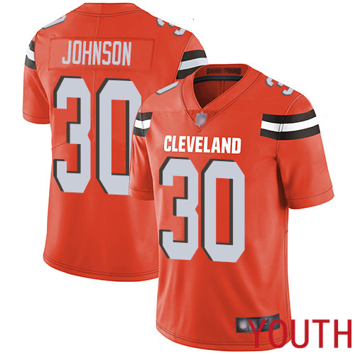 Cleveland Browns D Ernest Johnson Youth Orange Limited Jersey #30 NFL Football Alternate Vapor Untouchable->youth nfl jersey->Youth Jersey